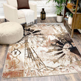 American Dakota Painted Windmill Gouache Rug - 0574GOU234