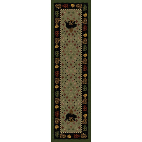 American Dakota Patchwork Bear Green Rug - 0138GRN234