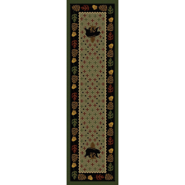American Dakota Patchwork Bear Green Rug - 0138GRN234