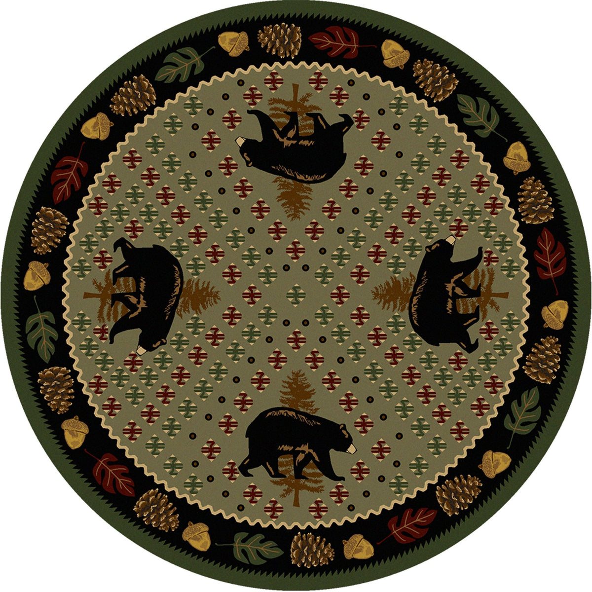 American Dakota Patchwork Bear Green Rug - 0138GRN234