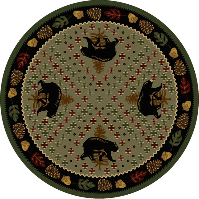 American Dakota Patchwork Bear Green Rug - 0138GRN234