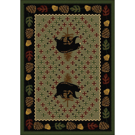 American Dakota Patchwork Bear Green Rug - 0138GRN234