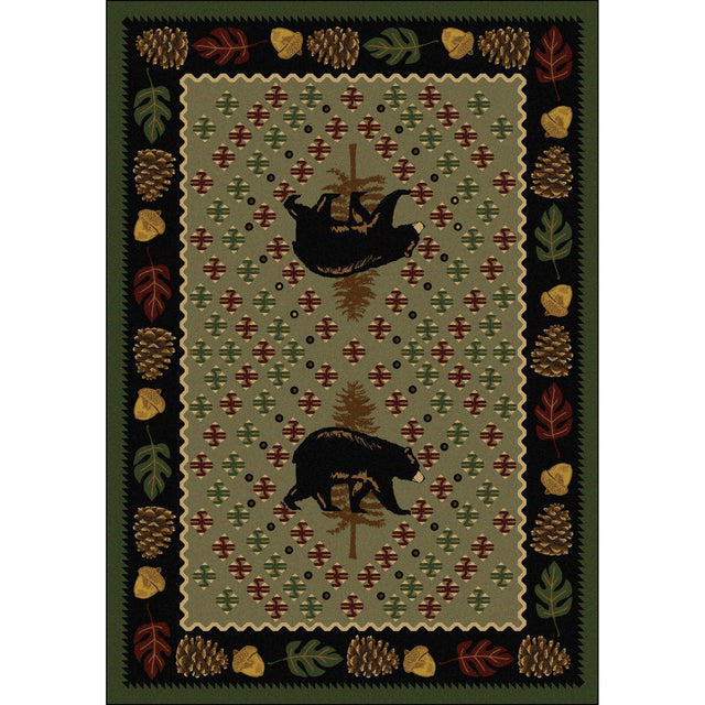 American Dakota Patchwork Bear Green Rug - 0138GRN234