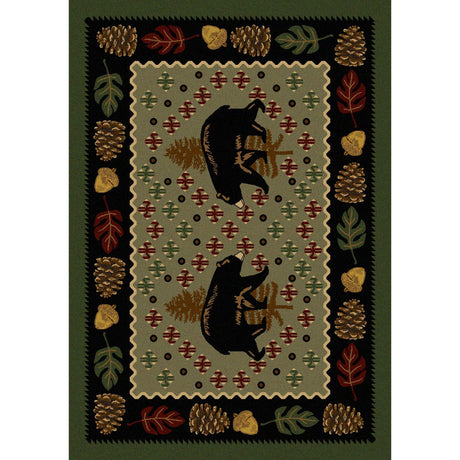 American Dakota Patchwork Bear Green Rug - 0138GRN234