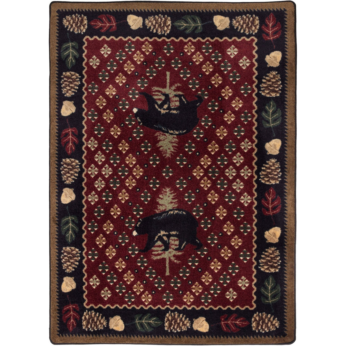 American Dakota Patchwork Bear Red Rug - 0138RED234