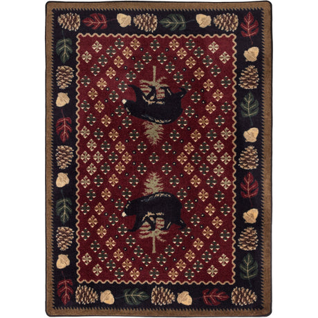 American Dakota Patchwork Bear Red Rug - 0138RED234