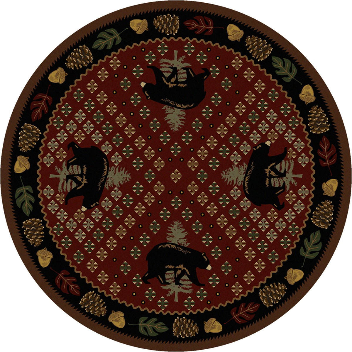 American Dakota Patchwork Bear Red Rug - 0138RED234