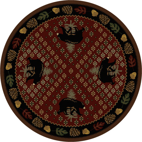 American Dakota Patchwork Bear Red Rug - 0138RED234