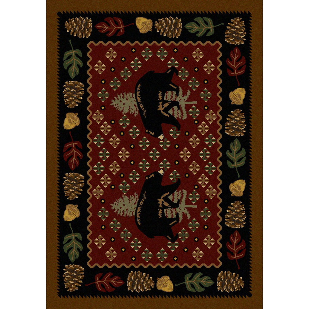American Dakota Patchwork Bear Red Rug - 0138RED234