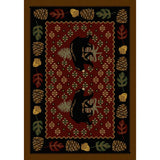 American Dakota Patchwork Bear Red Rug - 0138RED234