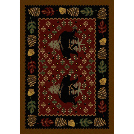 American Dakota Patchwork Bear Red Rug - 0138RED234