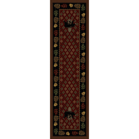 American Dakota Patchwork Bear Red Rug - 0138RED234