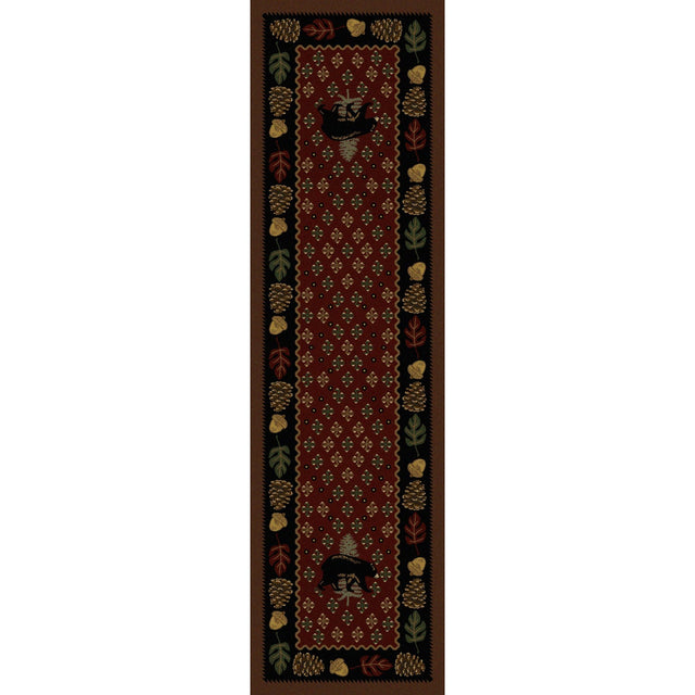 American Dakota Patchwork Bear Red Rug - 0138RED234