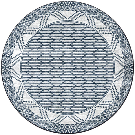 American Dakota Patterned Stripe Fresh Blue Rug - 0492FBL234