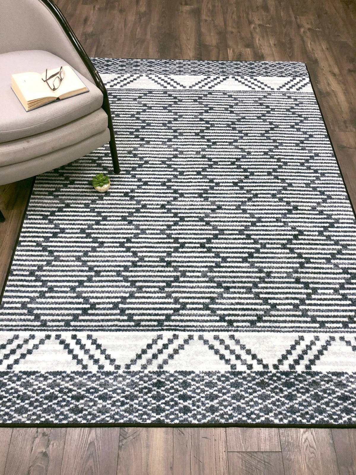 American Dakota Patterned Stripe Fresh Blue Rug - 0492FBL234