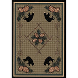 American Dakota Pine Cone Bears Green Rug - 0090GRN234