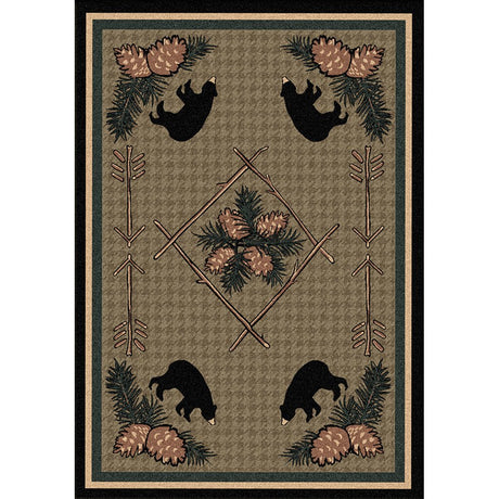 American Dakota Pine Cone Bears Green Rug - 0090GRN234