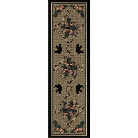 American Dakota Pine Cone Bears Green Rug - 0090GRN234