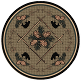 American Dakota Pine Cone Bears Green Rug - 0090GRN234