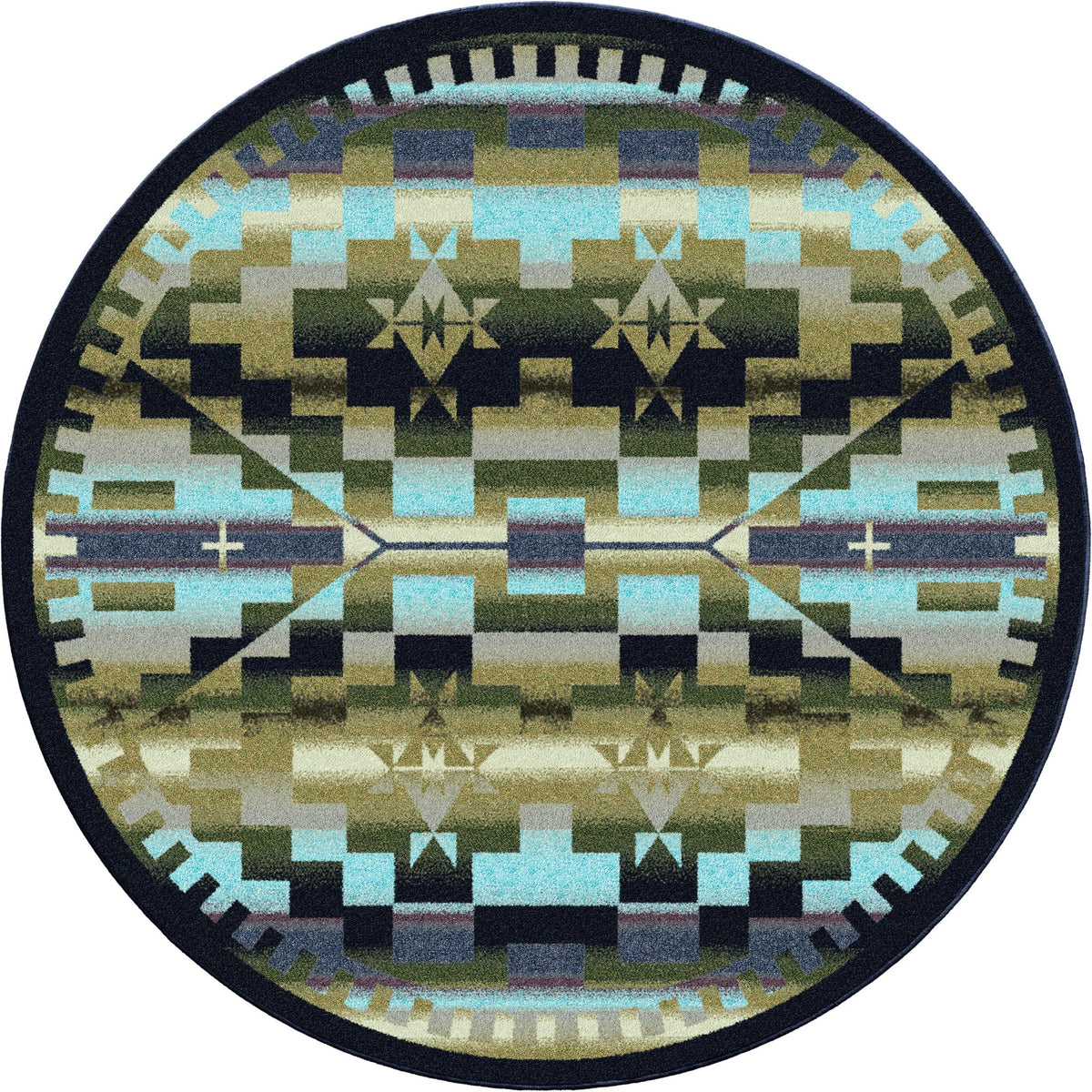 American Dakota Rainbow Blanket Blue Shades Rug