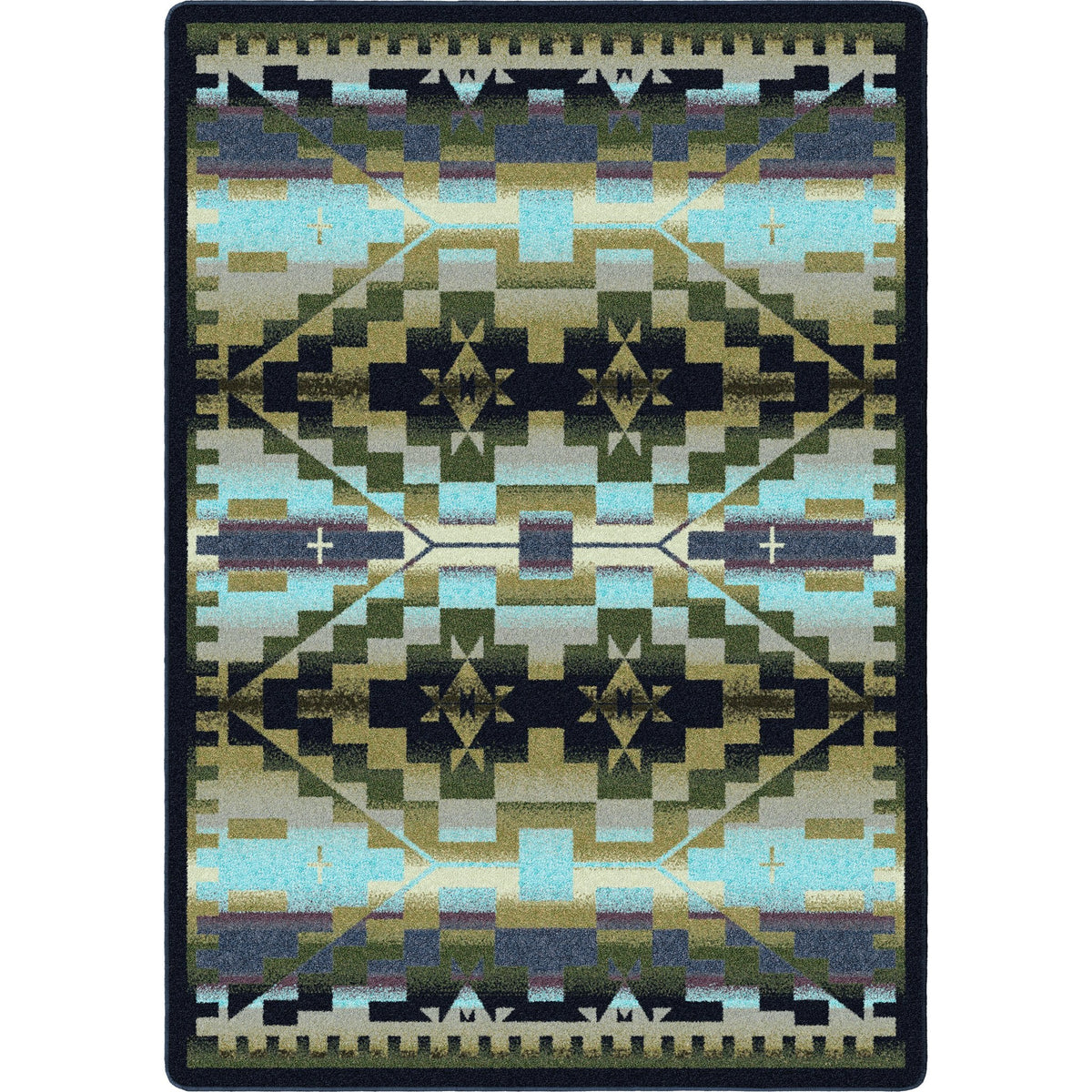 American Dakota Rainbow Blanket Blue Shades Rug