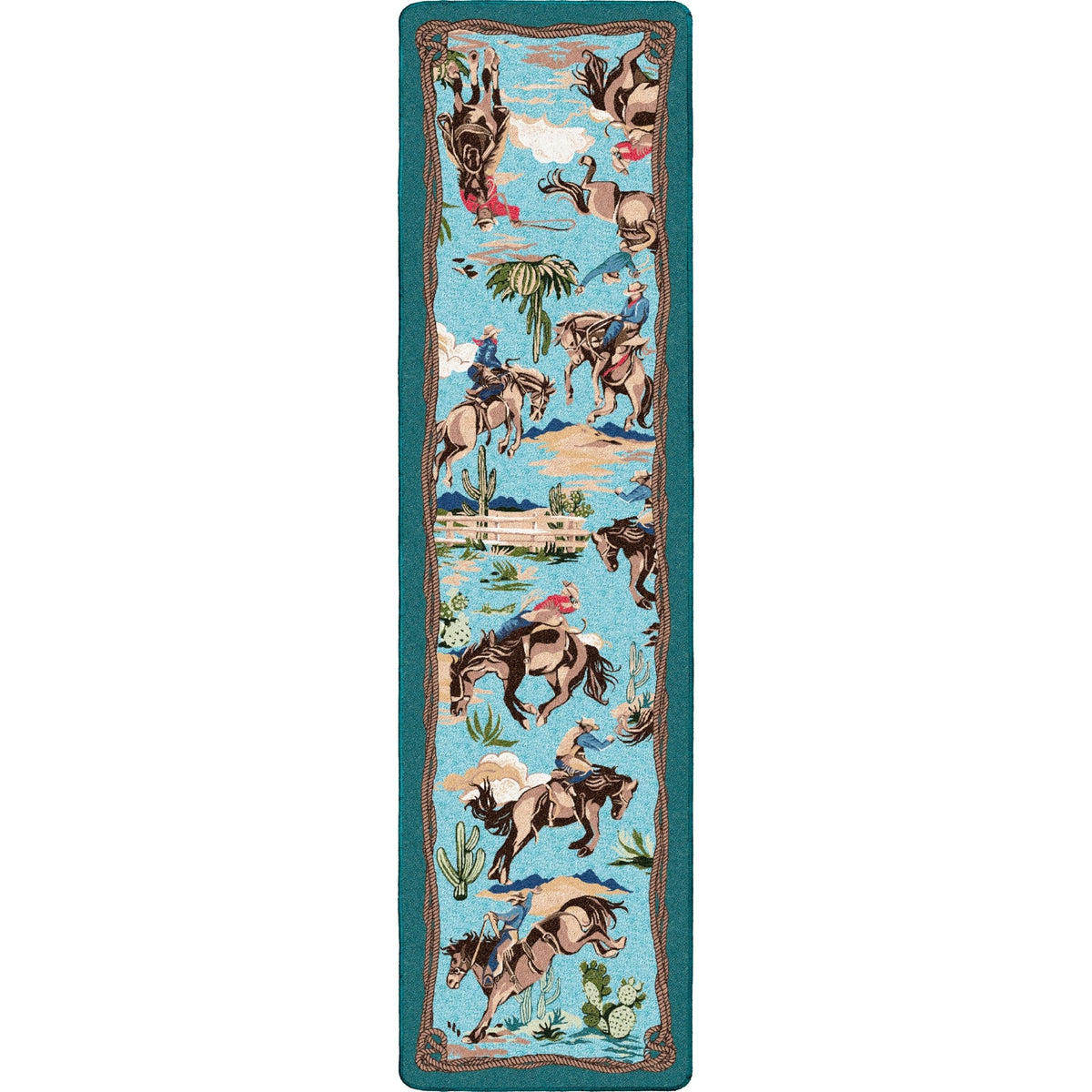 American Dakota Retro Cowboy Blue Rug - 0683BLU234