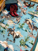 American Dakota Retro Cowboy Blue Rug - 0683BLU234