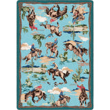 American Dakota Retro Cowboy Blue Rug - 0683BLU234
