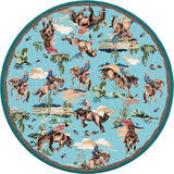 American Dakota Retro Cowboy Blue Rug - 0683BLU234