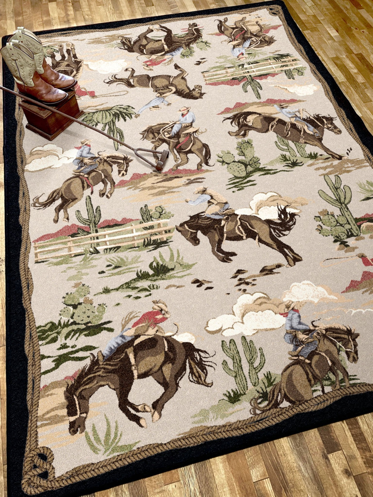 American Dakota Retro Cowboy Natural Rug