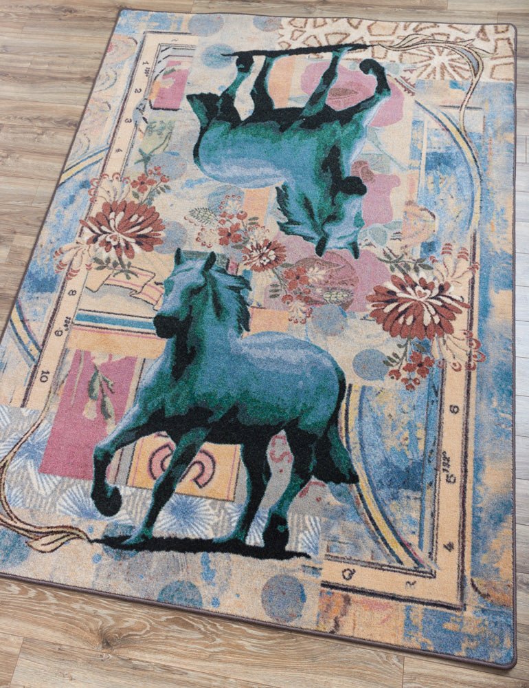 American Dakota Ruiz Blue Horse Teal Rug - R0282TEL234