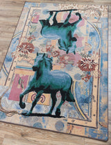 American Dakota Ruiz Blue Horse Teal Rug - R0282TEL234