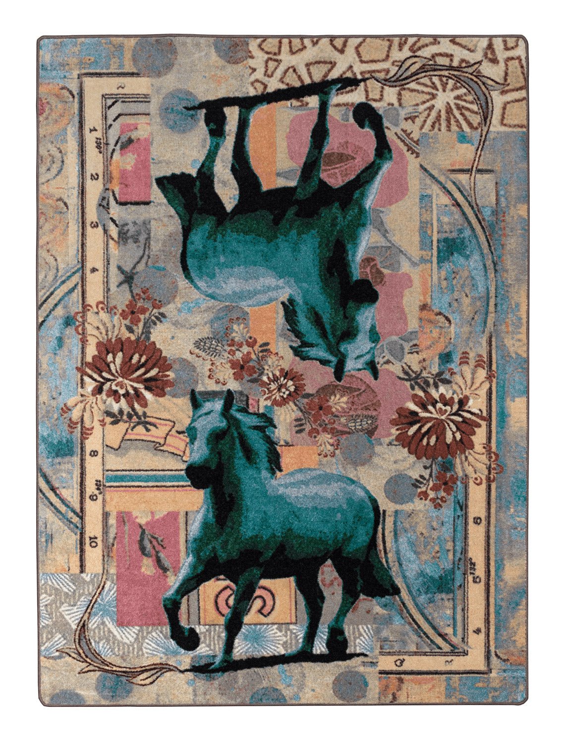 American Dakota Ruiz Blue Horse Teal Rug - R0282TEL234