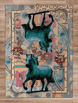 American Dakota Ruiz Blue Horse Teal Rug - R0282TEL234