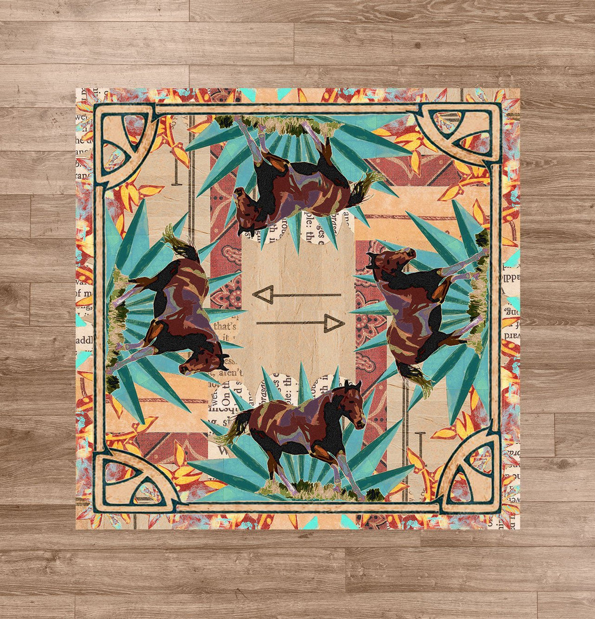 American Dakota Ruiz Brown Horse Multi Rug - R0280MUL234