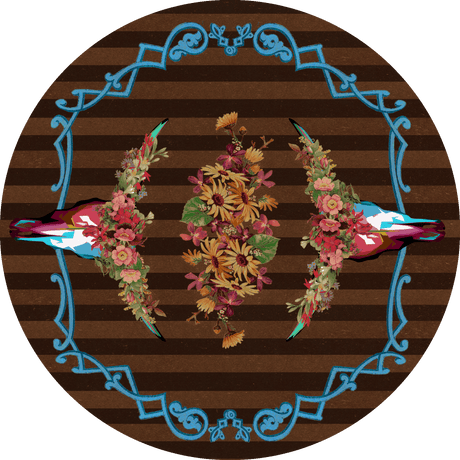 American Dakota Ruiz Floral Longhorn Chocolate Rug - R0311CHC234