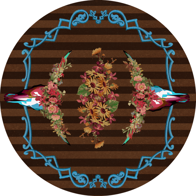 American Dakota Ruiz Floral Longhorn Chocolate Rug - R0311CHC234