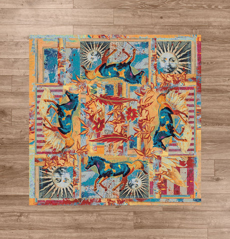 American Dakota Ruiz Galloping Horses Teal Rug - R0223TEL234
