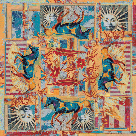 American Dakota Ruiz Galloping Horses Teal Rug - R0223TEL234
