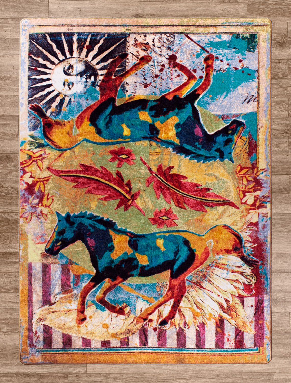 American Dakota Ruiz Galloping Horses Teal Rug - R0223TEL234