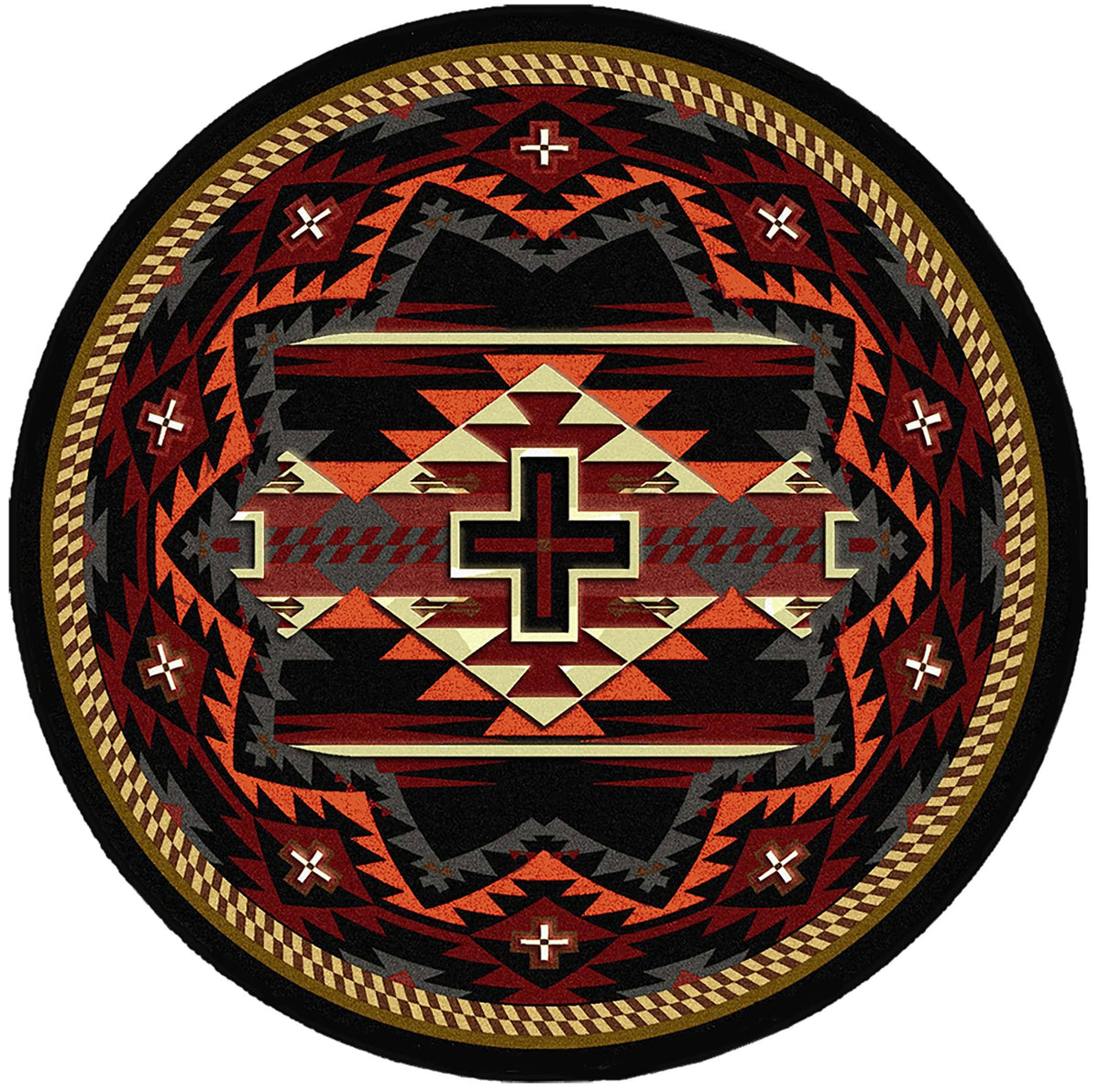 American Dakota Rustic Cross Black Rug