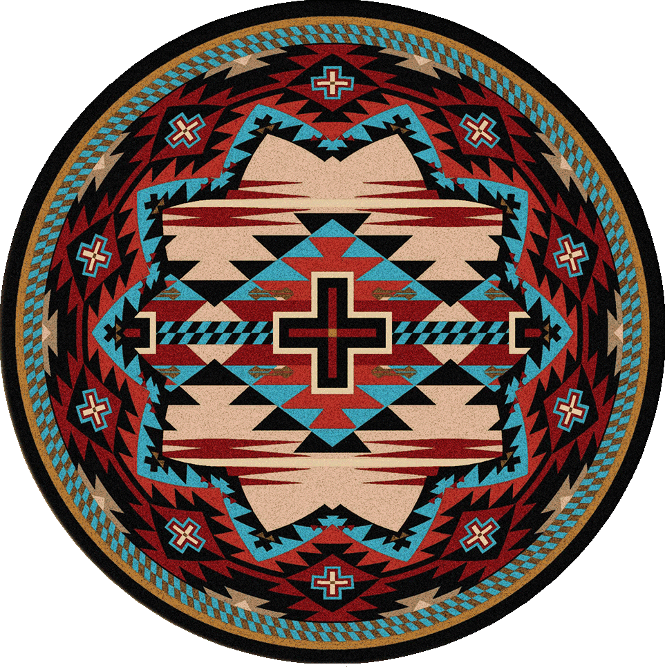 American Dakota Rustic Cross Blue Rug