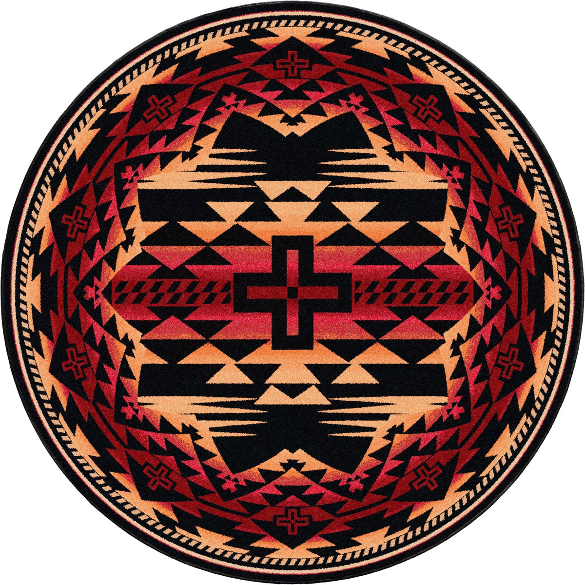 American Dakota Rustic Cross Burnt Red Rug