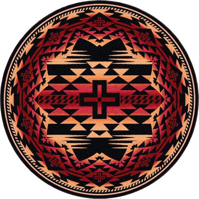American Dakota Rustic Cross Burnt Red Rug