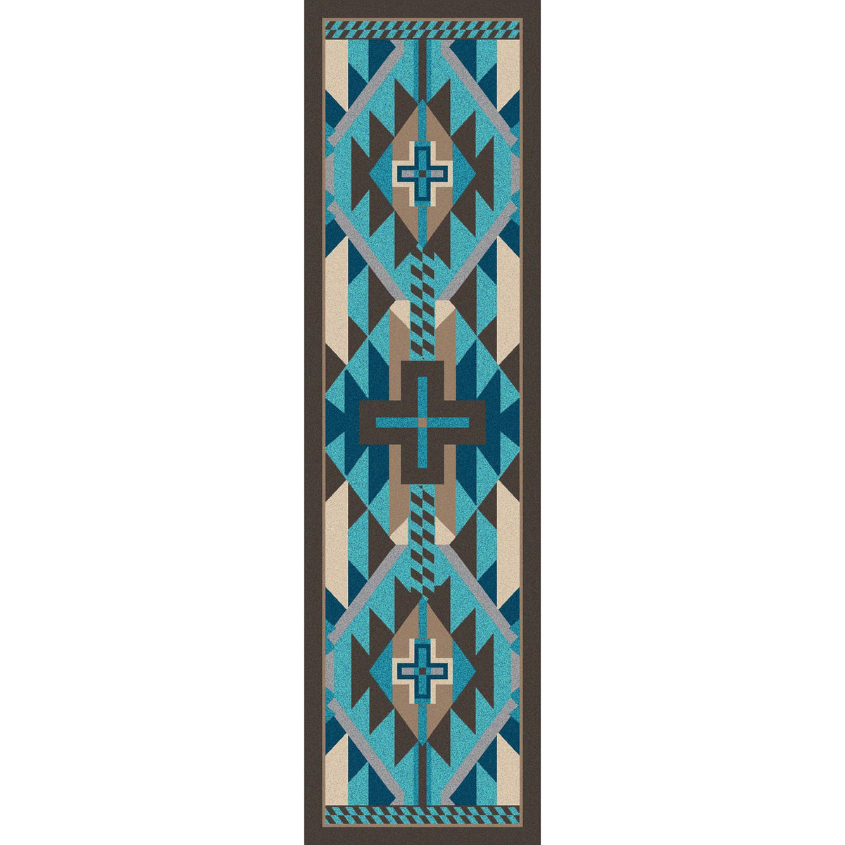 American Dakota Rustic Cross Indigo Turquoise Rug