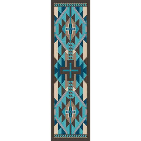 American Dakota Rustic Cross Indigo Turquoise Rug