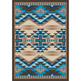 American Dakota Rustic Cross Indigo Turquoise Rug