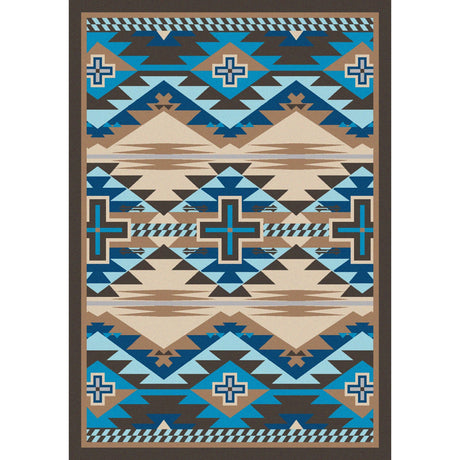 American Dakota Rustic Cross Indigo Turquoise Rug