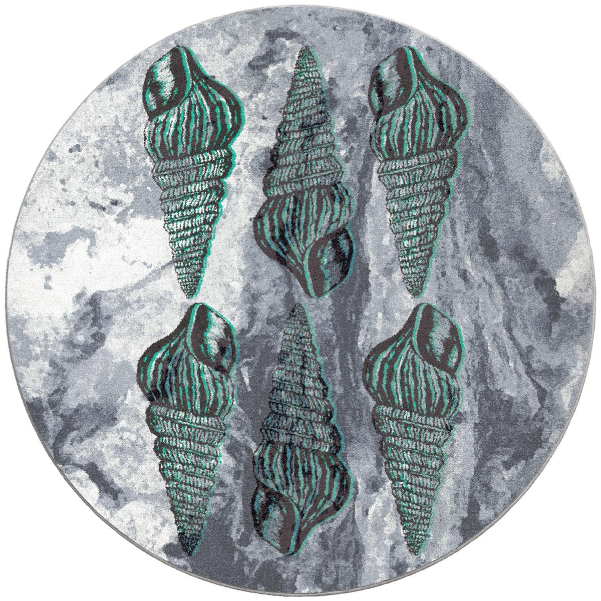 American Dakota Sally Sold Gray and Aqua Rug - 0466GNA234