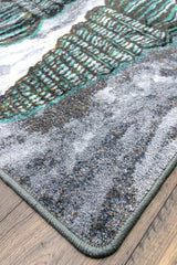 American Dakota Sally Sold Gray and Aqua Rug - 0466GNA234